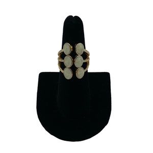 Gold Large White Detailing Wrap Around Ring